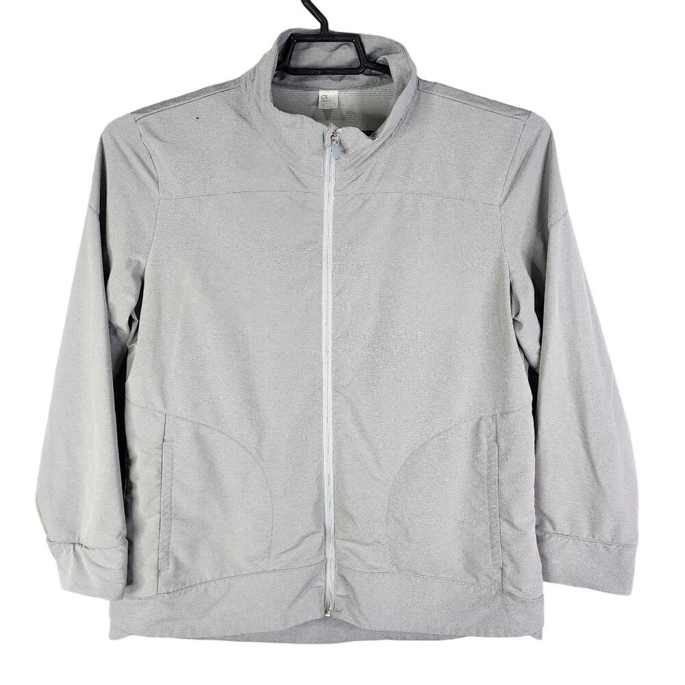 Womens Gray GapFit Jacket Full Zip Long Sleeve Mock Neck Polyester Blend Size XL